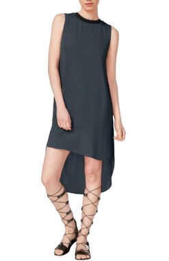 RACHEL Rachel Roy Petra High-Low Sleeveless Dress w/ Overlay, Size Medium, Black